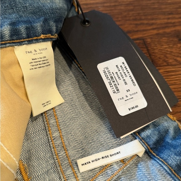 rag & bone Maya Blue Jean Shorts Zipper High-Waisted Frayed Hem Size 23 XS - Picture 8 of 10